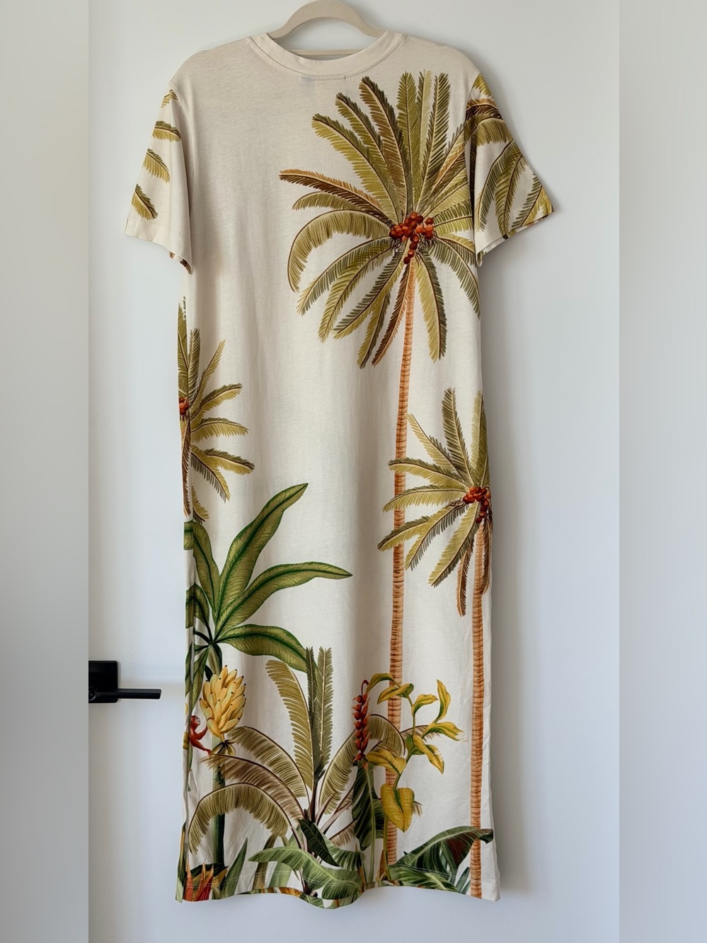 FARM RIO Tropical Palm Print Maxi Dress COVERUP Cream & Green - Picture 5 of 7